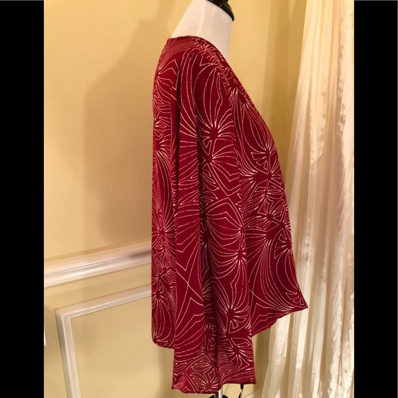 Alfani Red Faux Wrap Blouse NWOT - Picture 4 of 6
